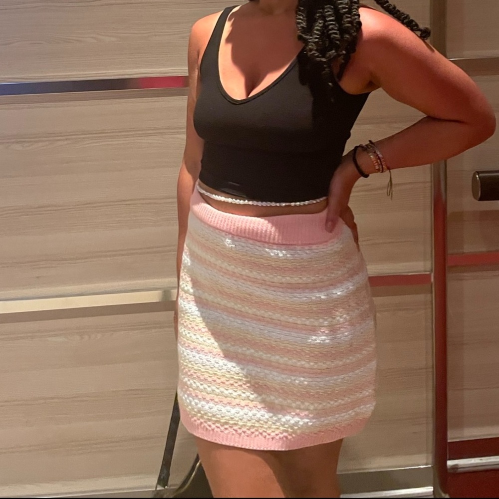 Yellow Pink and White Knitted Skirt!